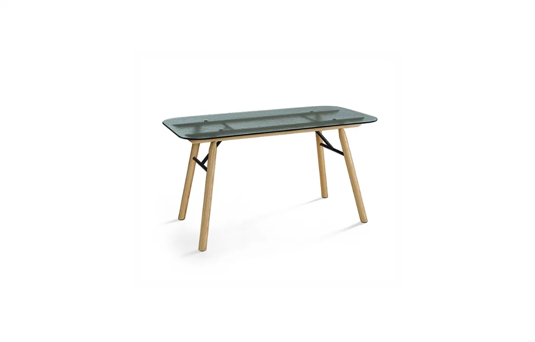 Scrittoio Suite con top in vetro e base in legno di Midj