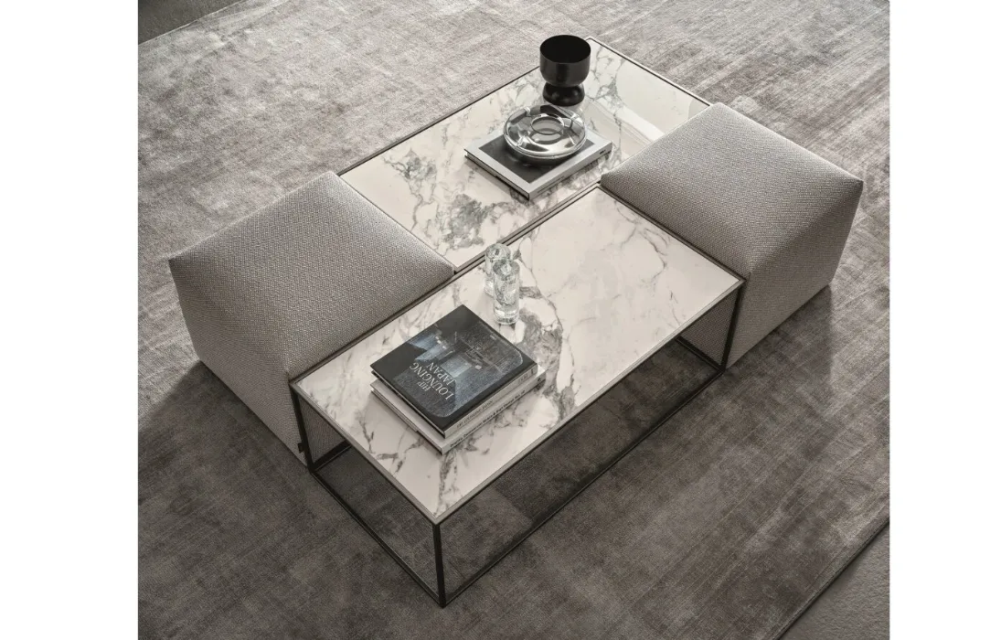 Tavolino Unit in marmo e tessuto imbottito di Ditre Italia