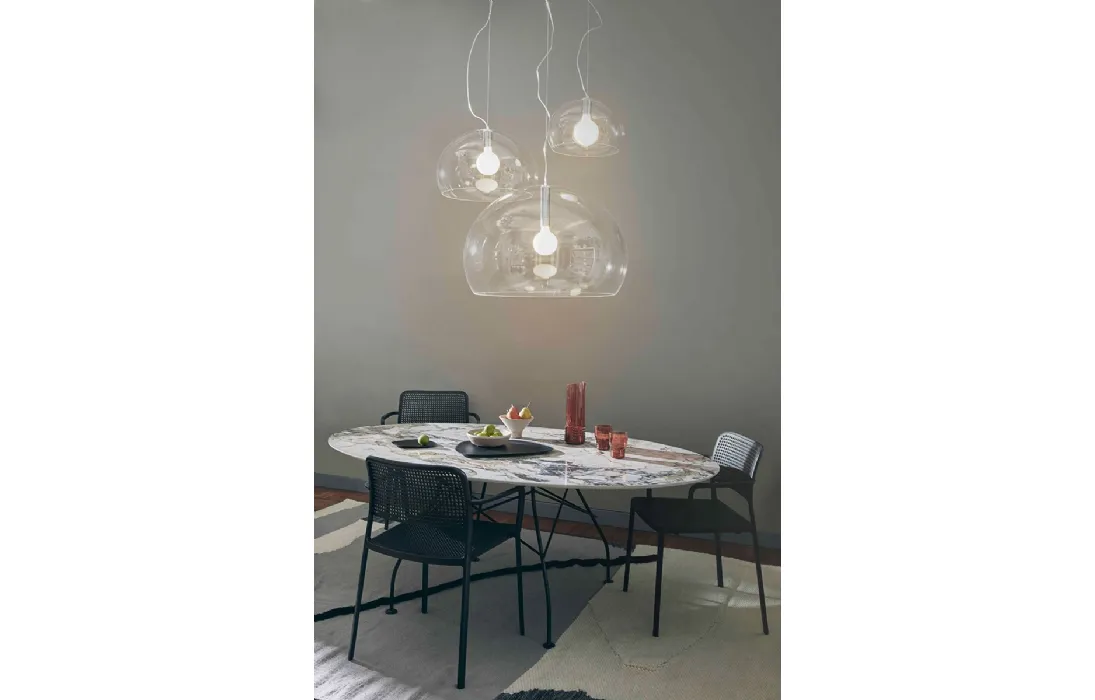 Lampada a sospensione Fl/y Big in plexiglas trasparente di Kartell