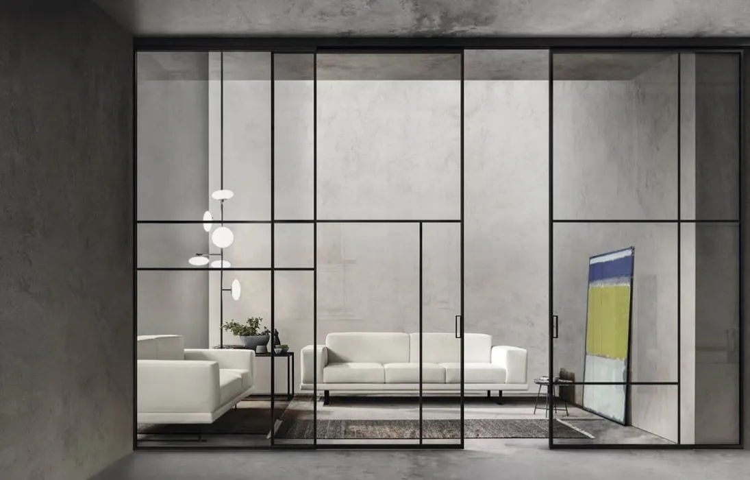 Porta per interni in vetro con telaio in alluminio Zeus Sospesa 01 di Doal