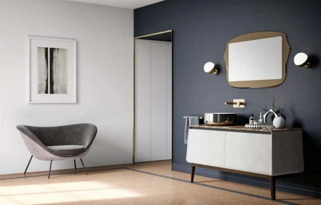 Mobile da bagno di design in laccato effetto resina e top in marmo Campus 02 di Birex