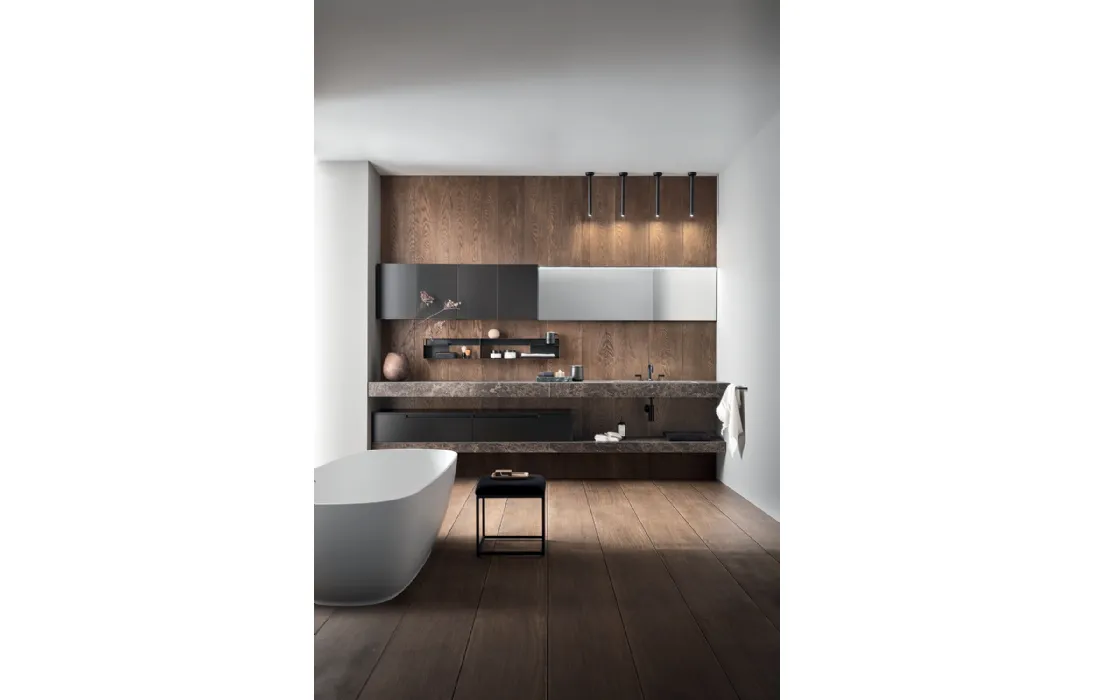 Mobile da Bagno D+ Nero e Bianco con Piano Gres di Arblu