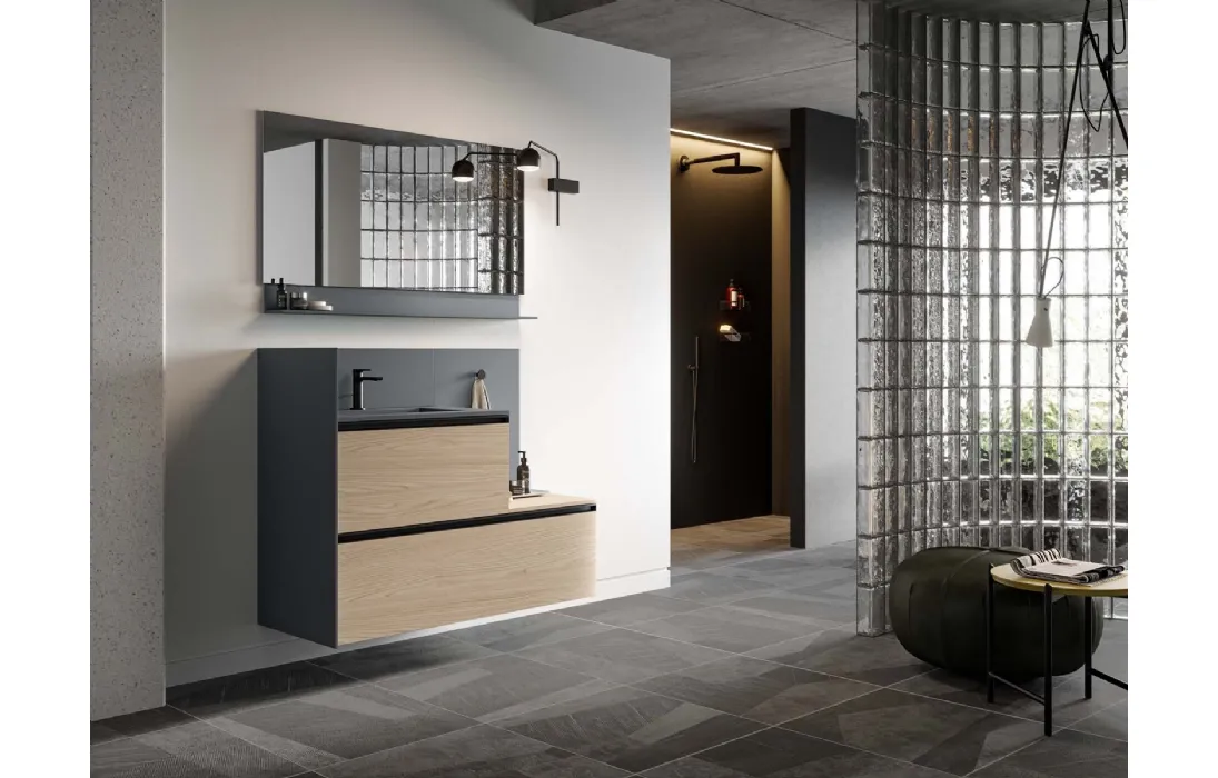 Mobile da Bagno sospeso Deep 03 in materico rovere Virginia di Birex