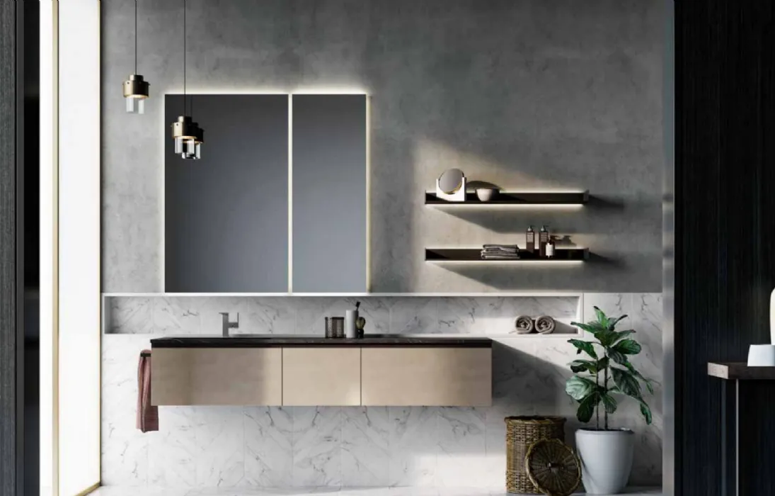 Mobile da Bagno sospeso in laccato metallico Sidero 07 di Birex