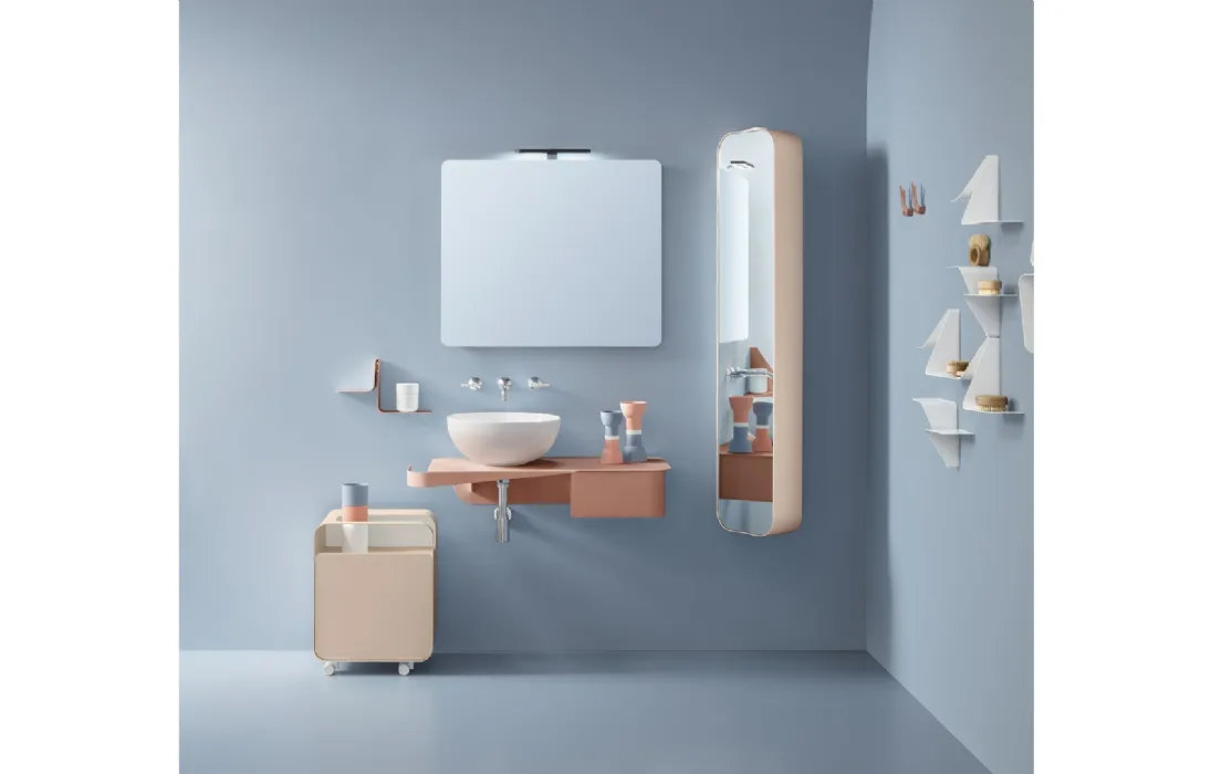 Mobile da Bagno Tulip Laccato Opaco Cipria di Arblu