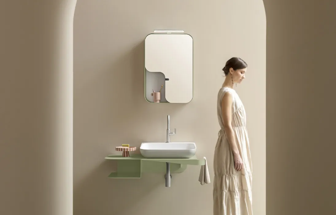 Mobile da Bagno Tulip Laccato Opaco Peppermint di Arblu