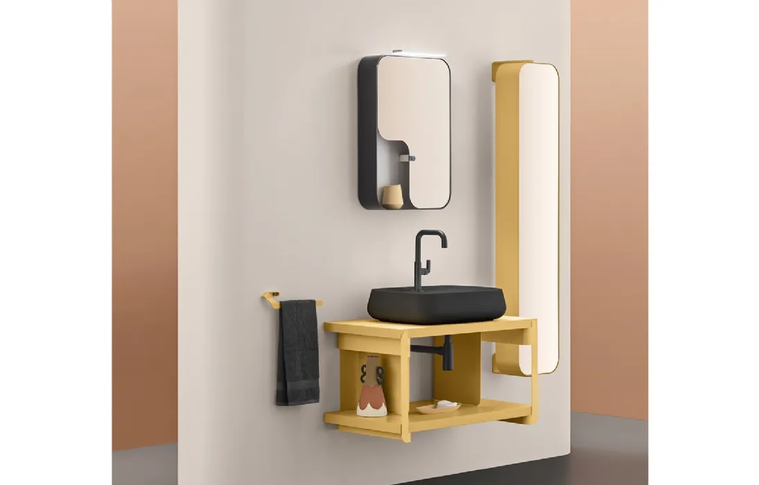 Mobile da Bagno Tulip laccato opaco Senape di Arblu