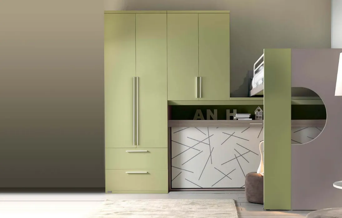 Cameretta in laccato opaco Alpha Letto a Soppalco E030 di Doimo Cityline
