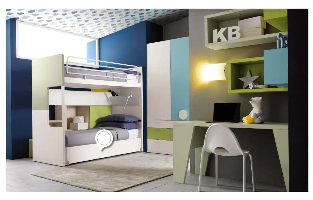 Cameretta con scrivania Alpha Letto a Castello B010 di Doimo Cityline