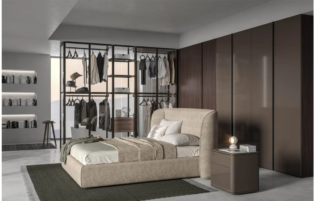 Letto contenitore con testiera avvolgente Tender di Tumidei