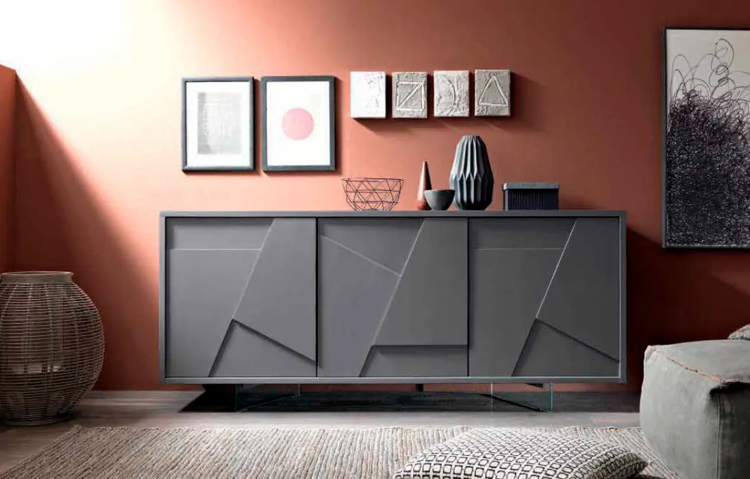 Madia a tre ante in laccato antracite Twill di FGF Mobili