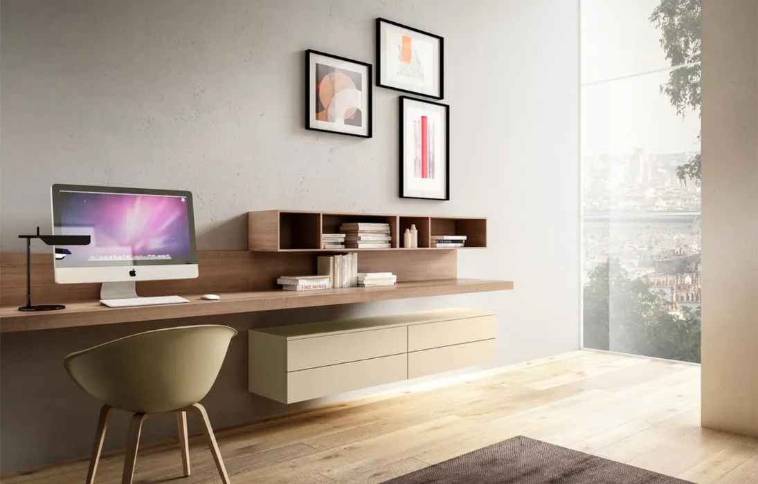 Mobile sospeso Living 08 in legno e laccato opaco di Arredo3