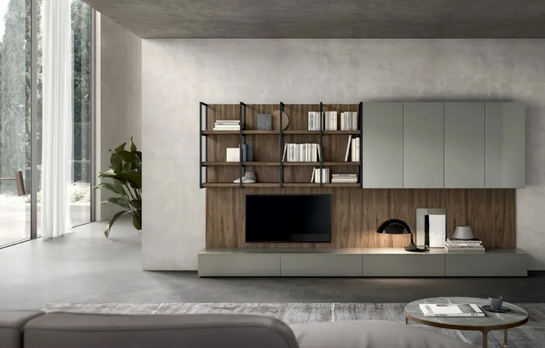 Parete Attrezzata Living Time 02 in laccato e legno di Arredo3