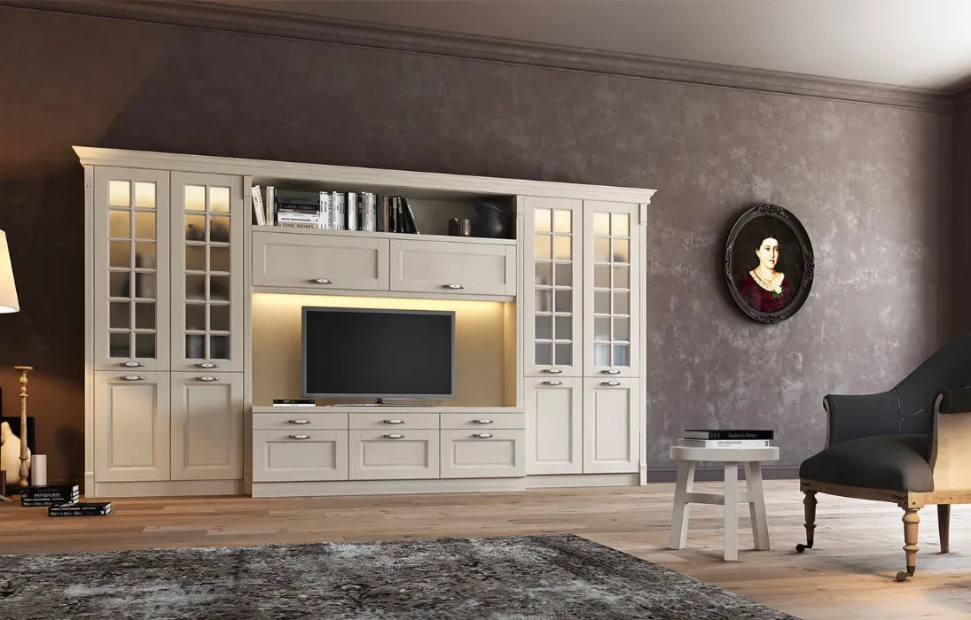 Parete Attrezzata in legno di Frassino Virginia II di Arredo3