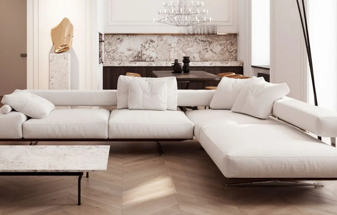 Divano ad angolo in tessuto imbottito Wing di Flexform