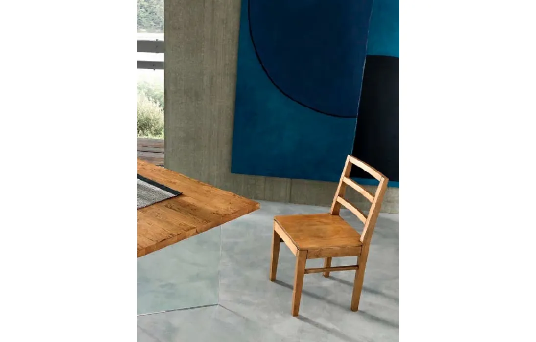 Sedia Tess completamente in legno color miele di FGF Mobili