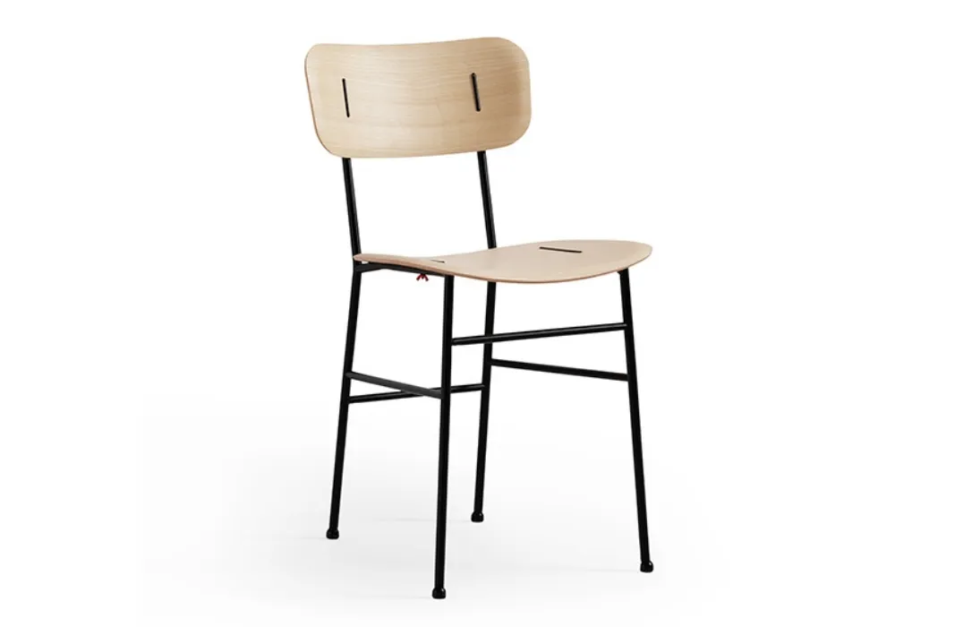 Sedia in legno con inserti in metallo e struttura in metallo Piuma S M LG di Midj