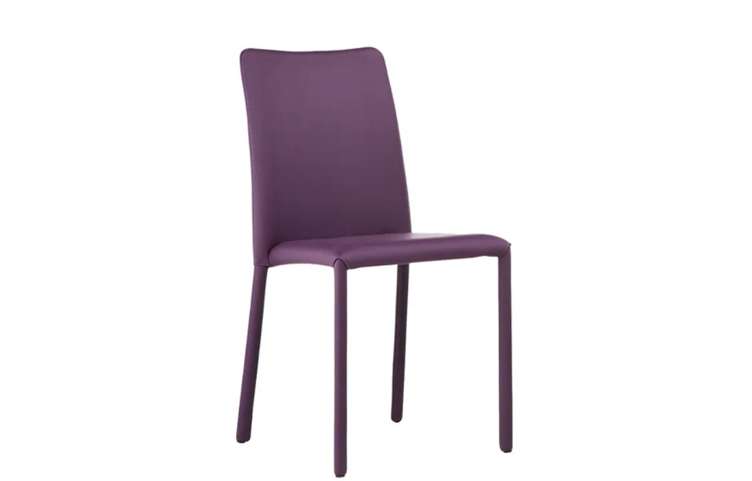 Sedia rivestita completamente in pelle Silvy SB R TS di Midj
