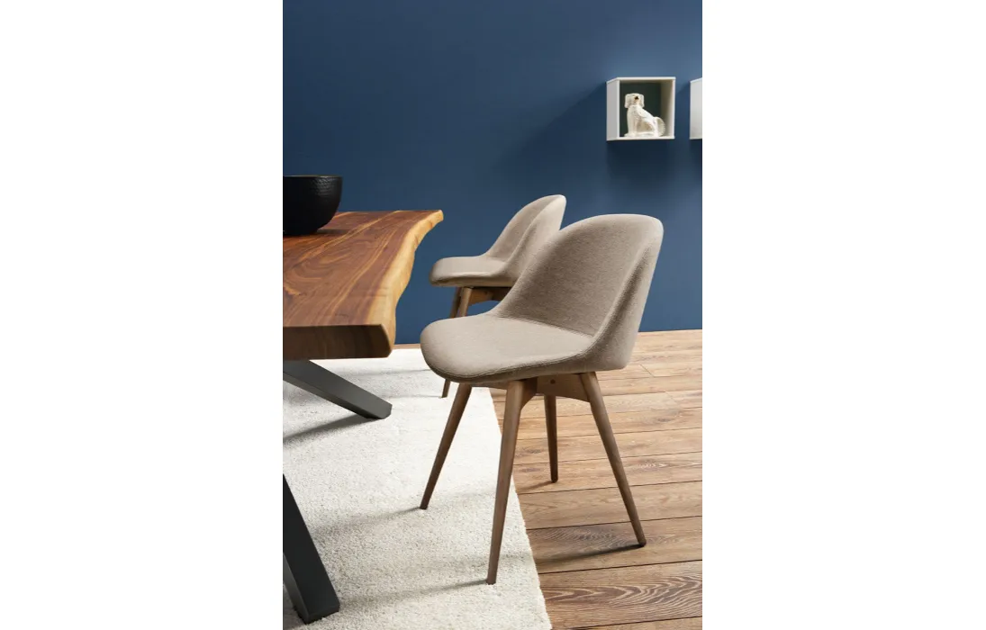 Sedia in tessuto con struttura in legno Sonny S L TS_R di Midj