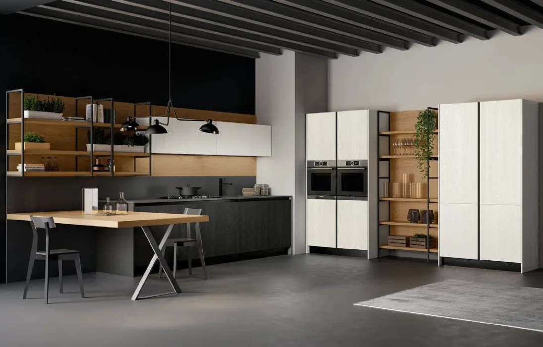 Cucina Moderna angolare in legno laccato Asia 02 di Arredo3