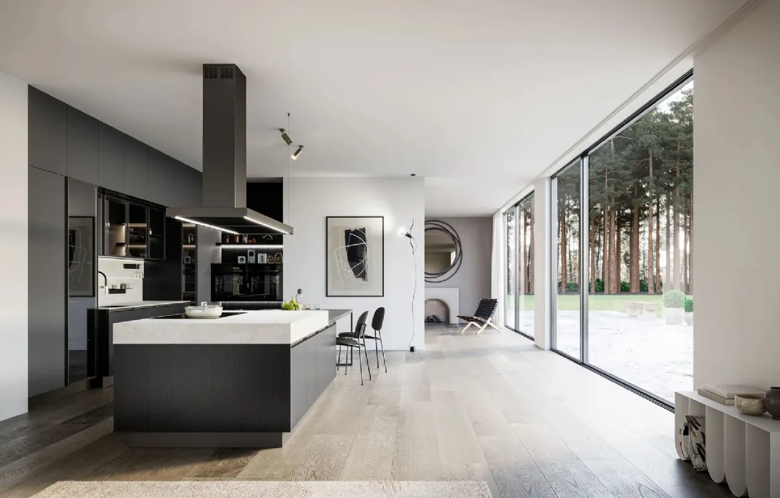 Cucina Moderna in laminato rovere con isola Kalì 11 di Arredo3