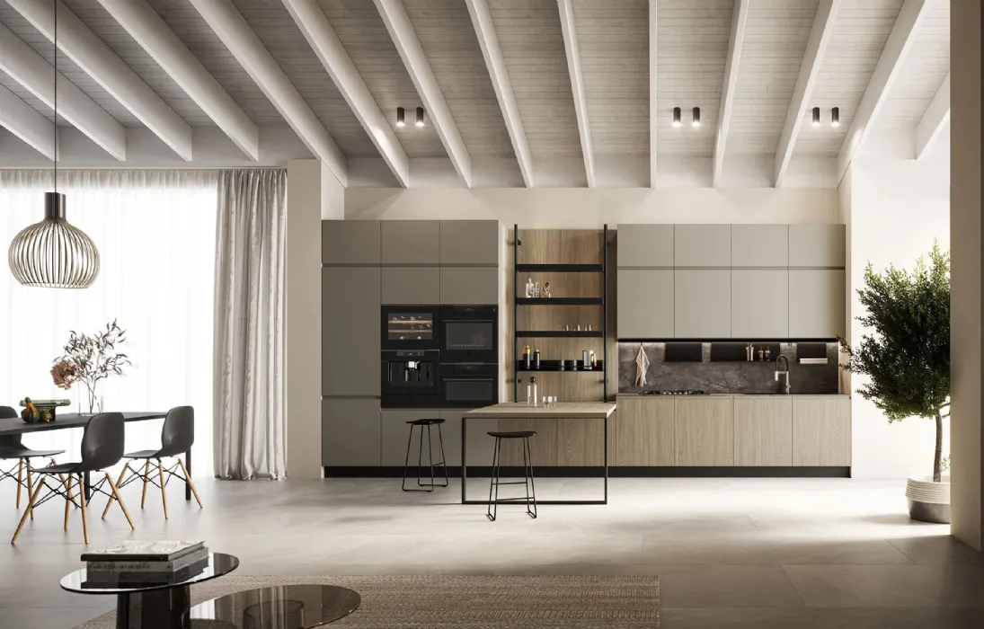 Cucina Moderna in laccato e laminato con penisola Wega 05 di Arredo3